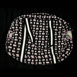 Vera Bradley Black & Pink Elephant Print Quilted Tote